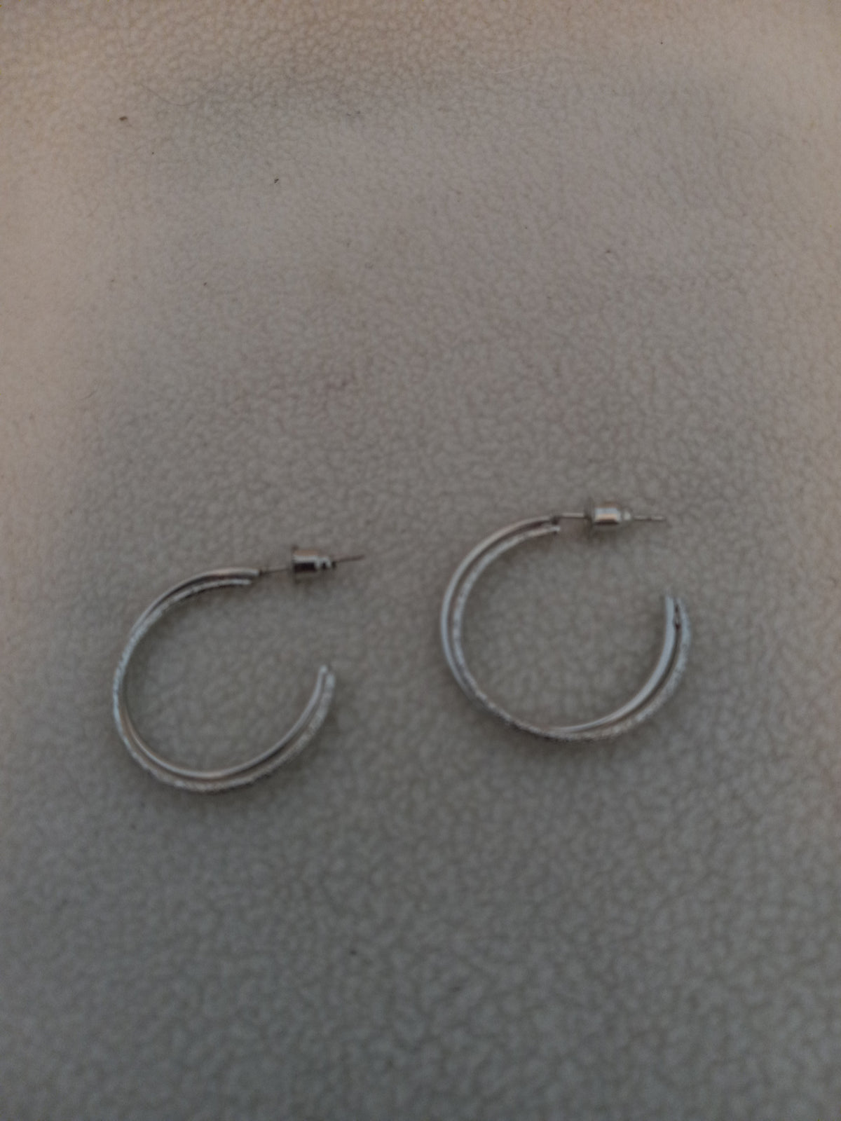 J 223 Silver 2 Layer Hoop Earrings