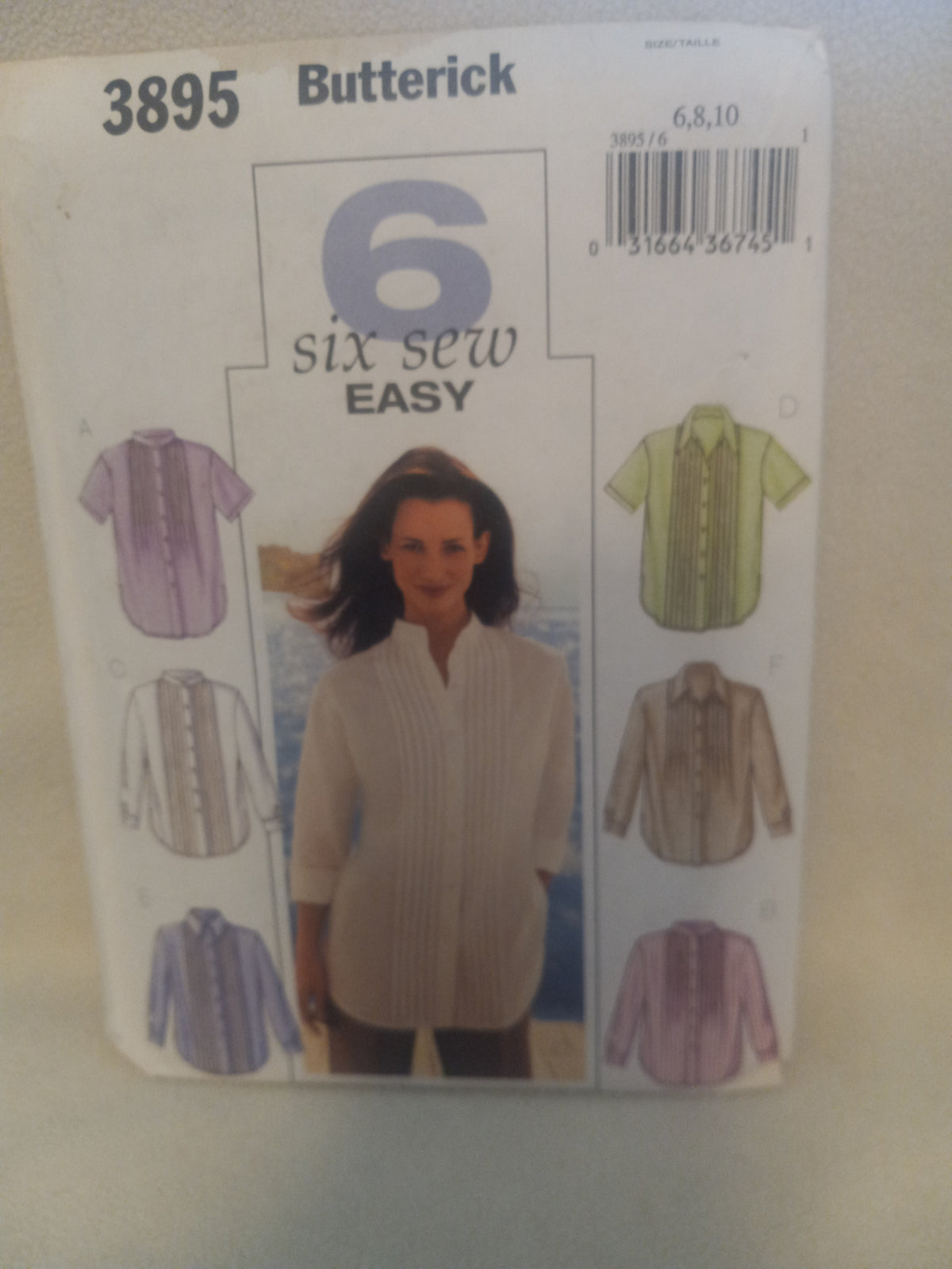 Pattern - Butterick 3895 - Six Sew Easy - Misses'/Misses' Petite Shirt - Sizes 6-8-10