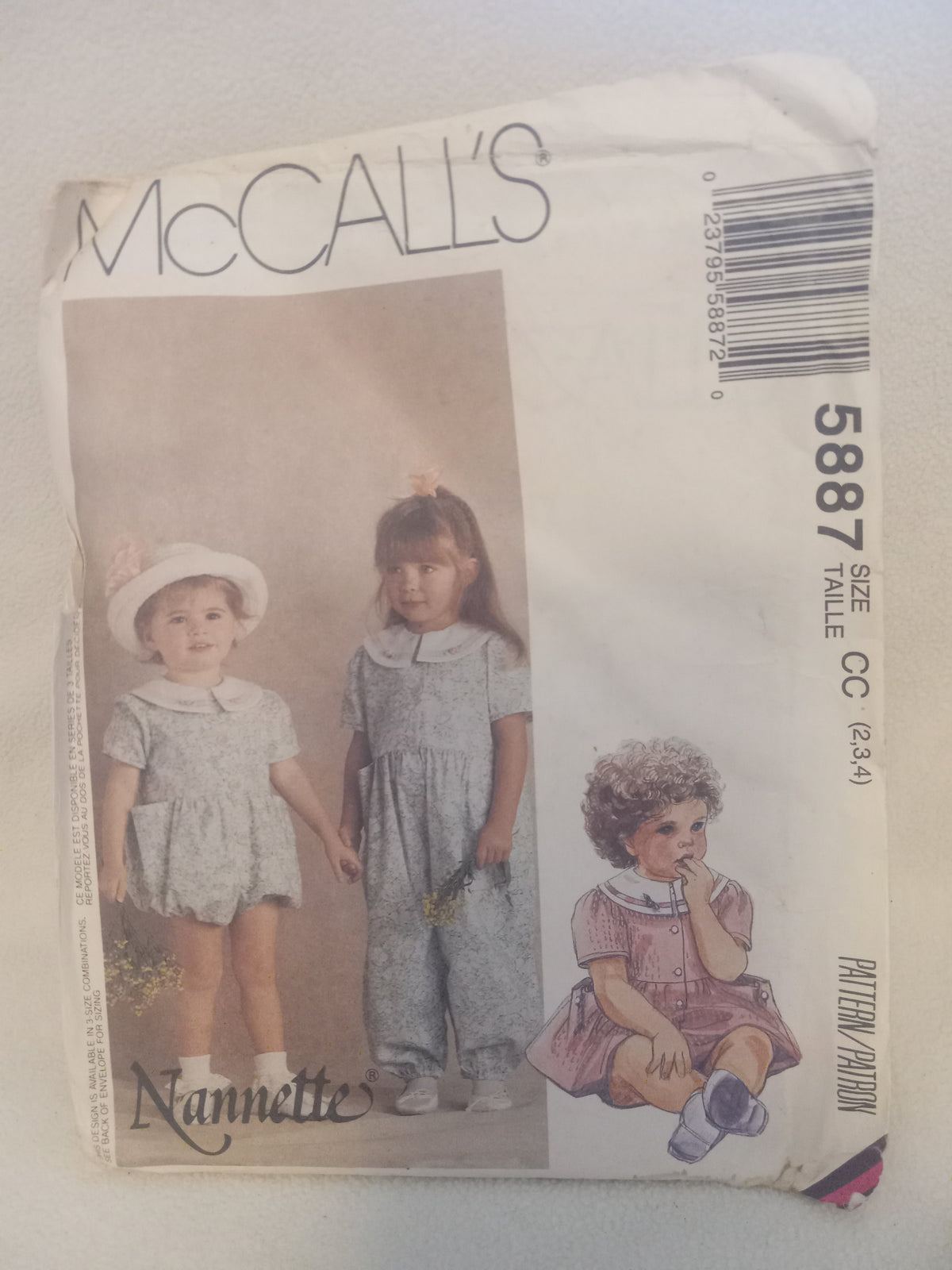 Pattern - McCall's 5887 - Toddlers' Jumpsuit in 2 lengths & Dress - Sizes 2-3-4