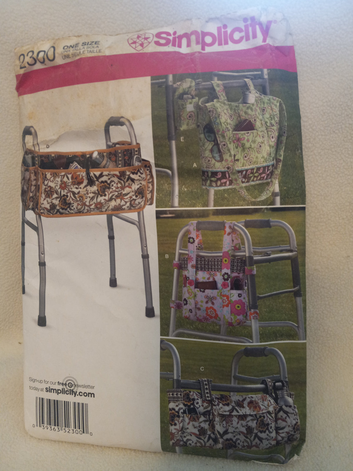 Pattern - Simplicity 2300 - Walker Accessories - 3 Bags, 2 Organizers