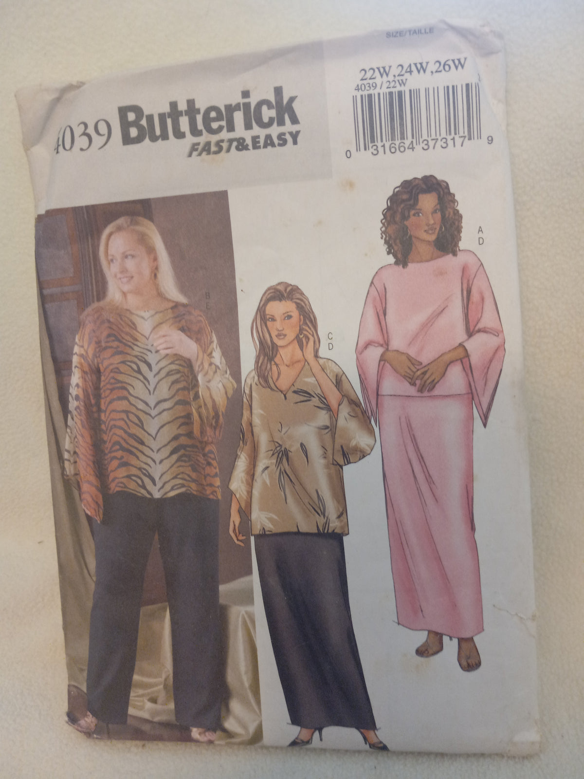 Pattern - Butterick 4039 - Women's/Petite Top, Tunic, Skirt, Pants - Sizes 22W-24W-26W