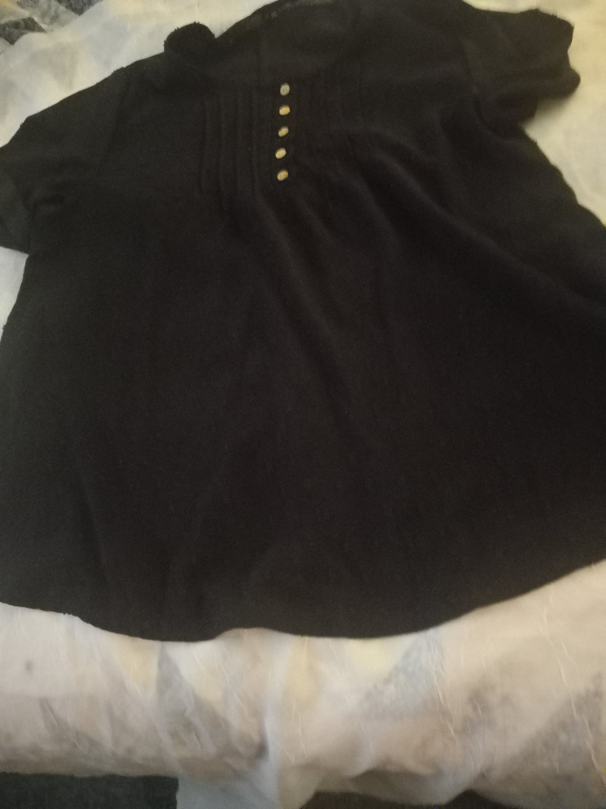 Black Textured Short Sleeve Blouse / Shirt - Size 2XL