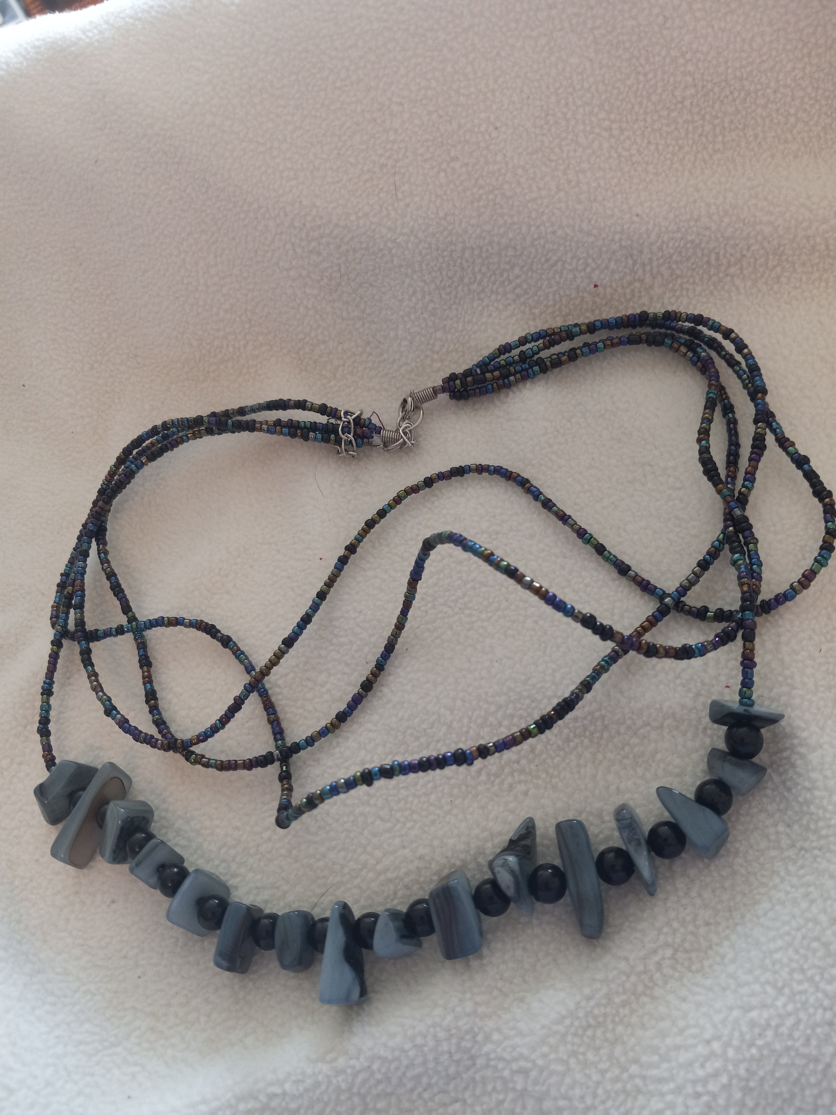 J 46 Black and Gray Beaded Necklace