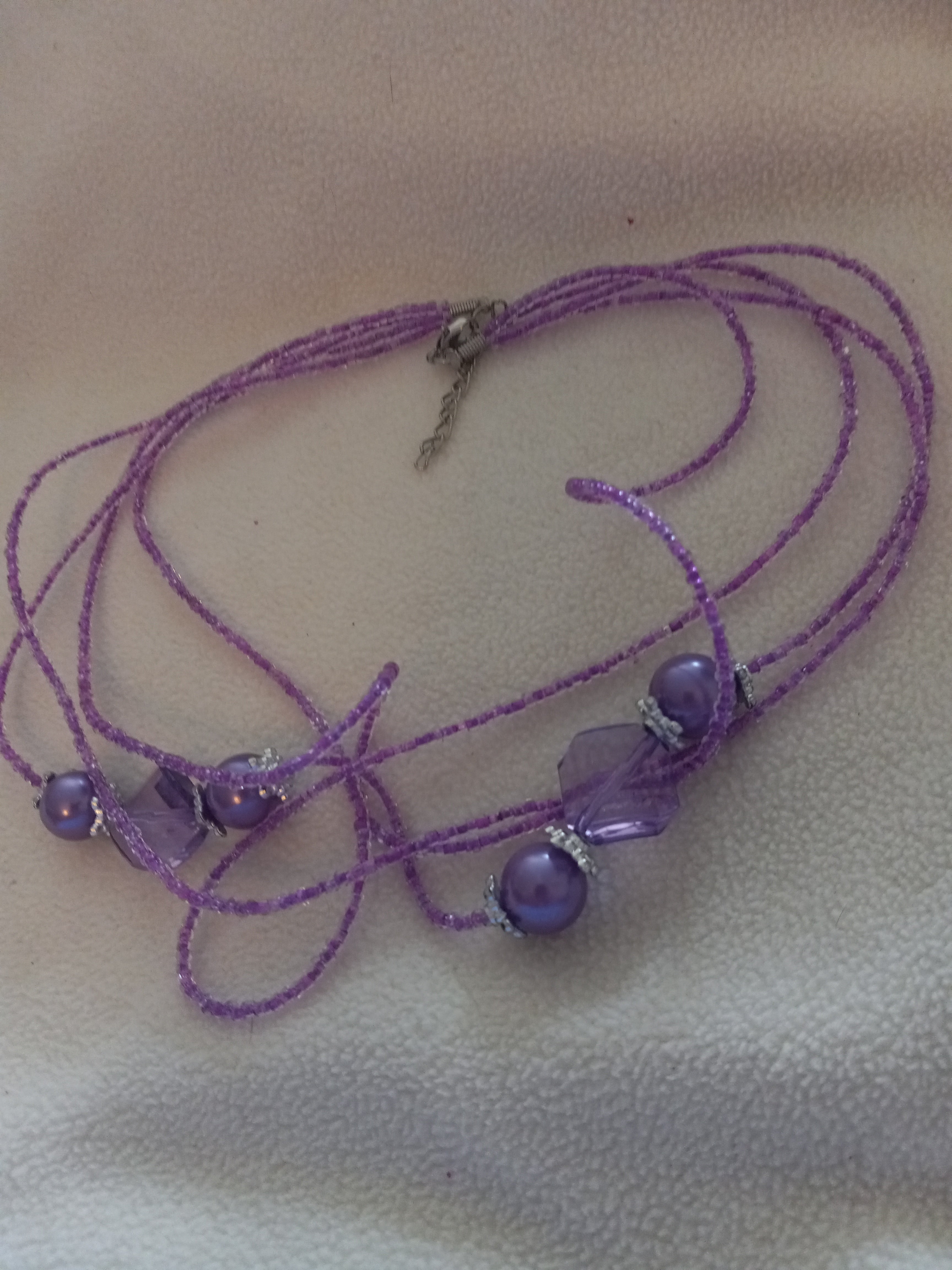 J 43  Purple Handcrafted Beaded Necklace