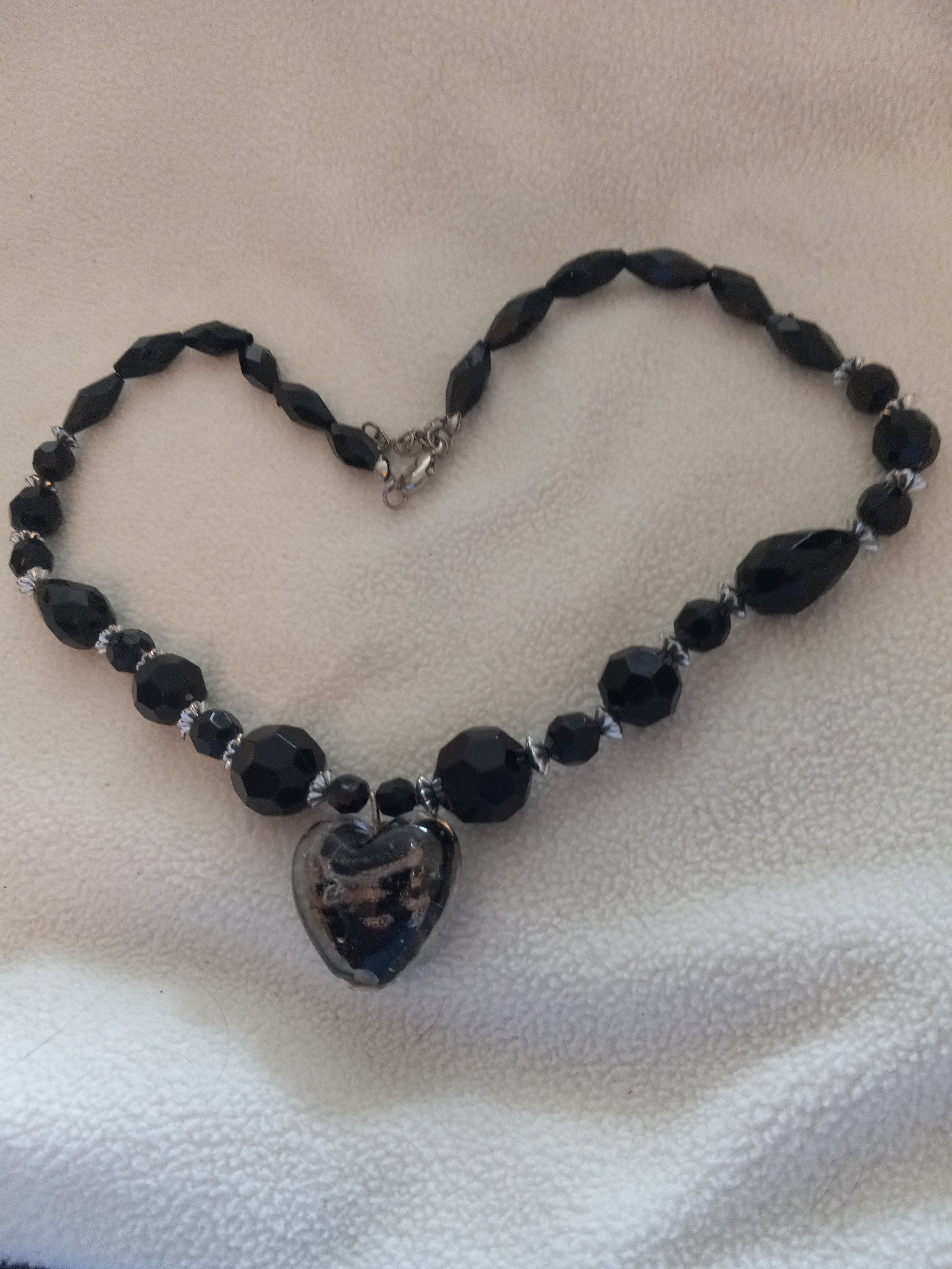 J 54 Black and Silver Beaded Necklace