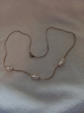 J  51  Delicate Gold Necklace With Faux Fresh Water Pearls