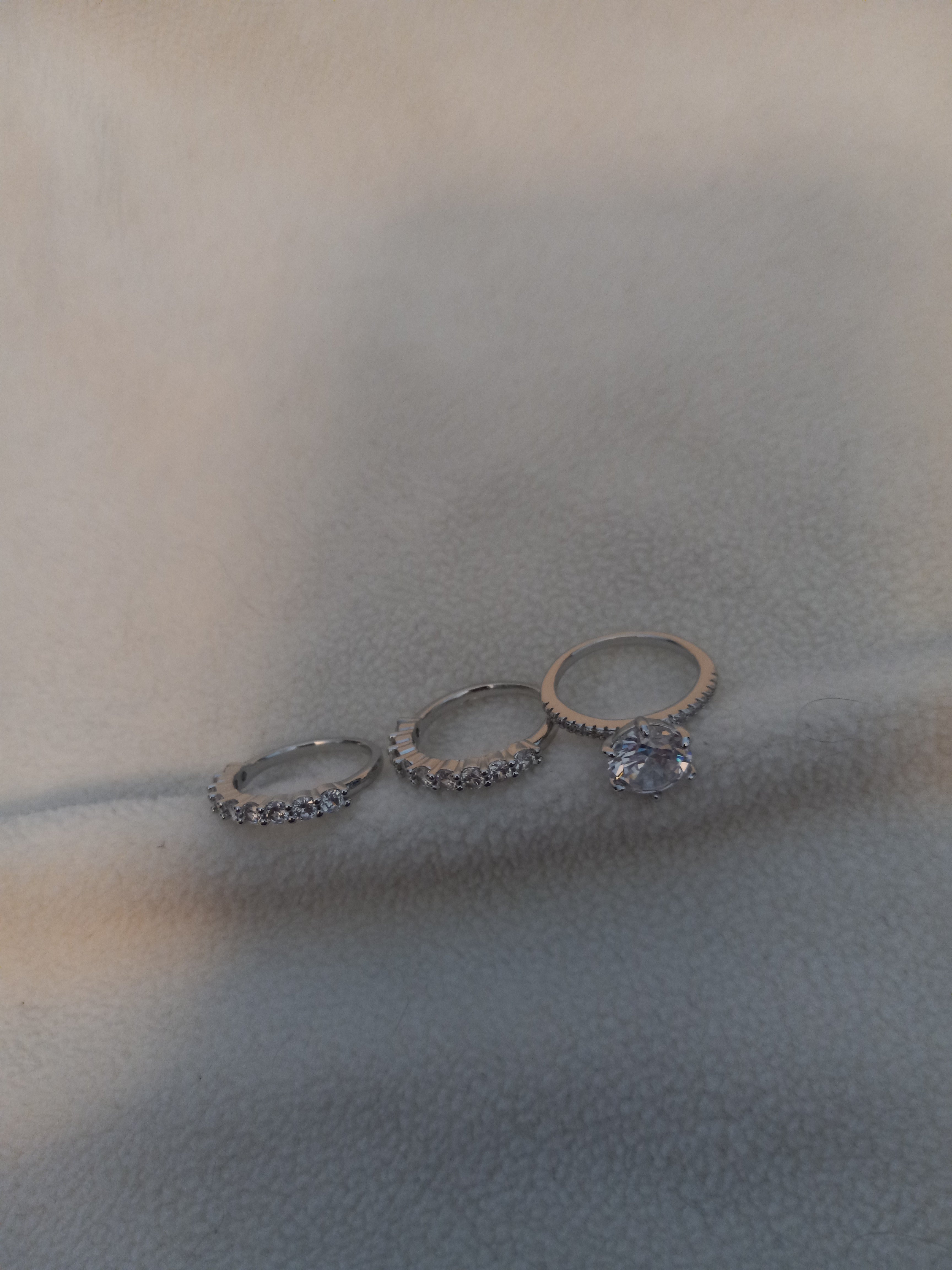 J 73  Silver 3 Piece Wedding Set  -  Size 6