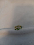 J 37 Silver Faux Emerald Ring  - Size 7