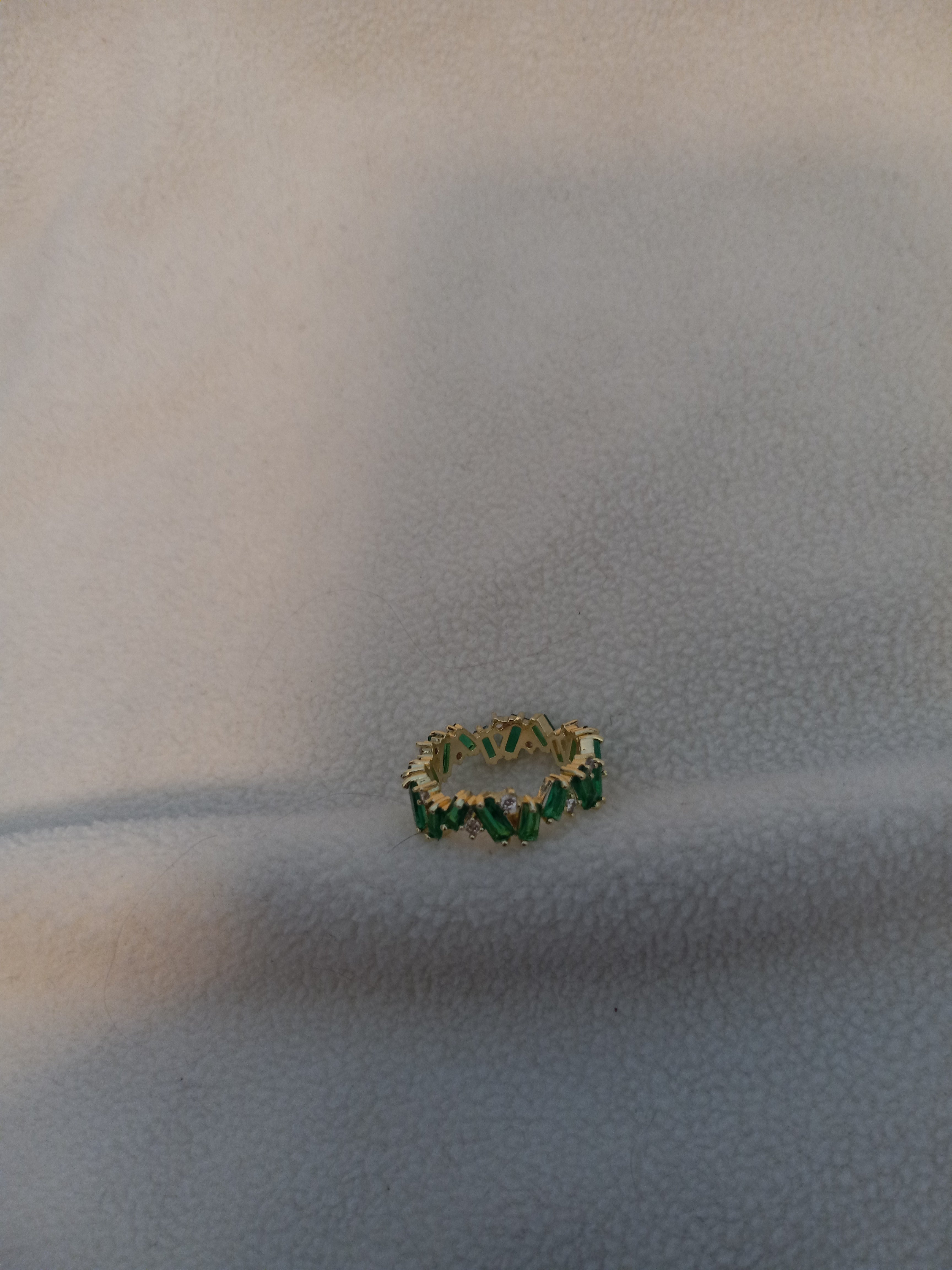 J 37 Silver Faux Emerald Ring  - Size 7