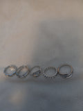 J 8  Set of 5 Silver Rings  Size 7