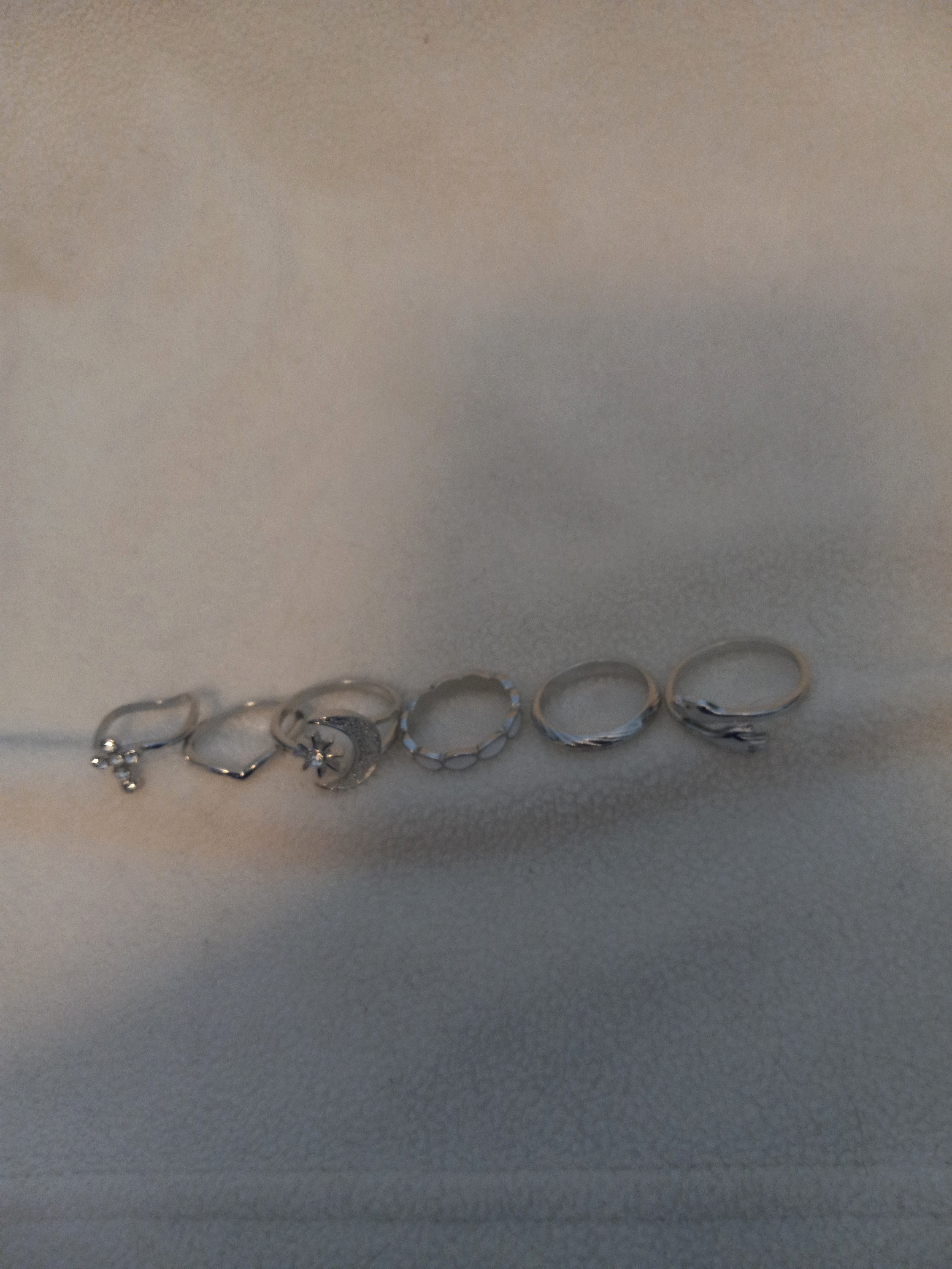 J 6 Set of 6 Silver Rings  Size 7