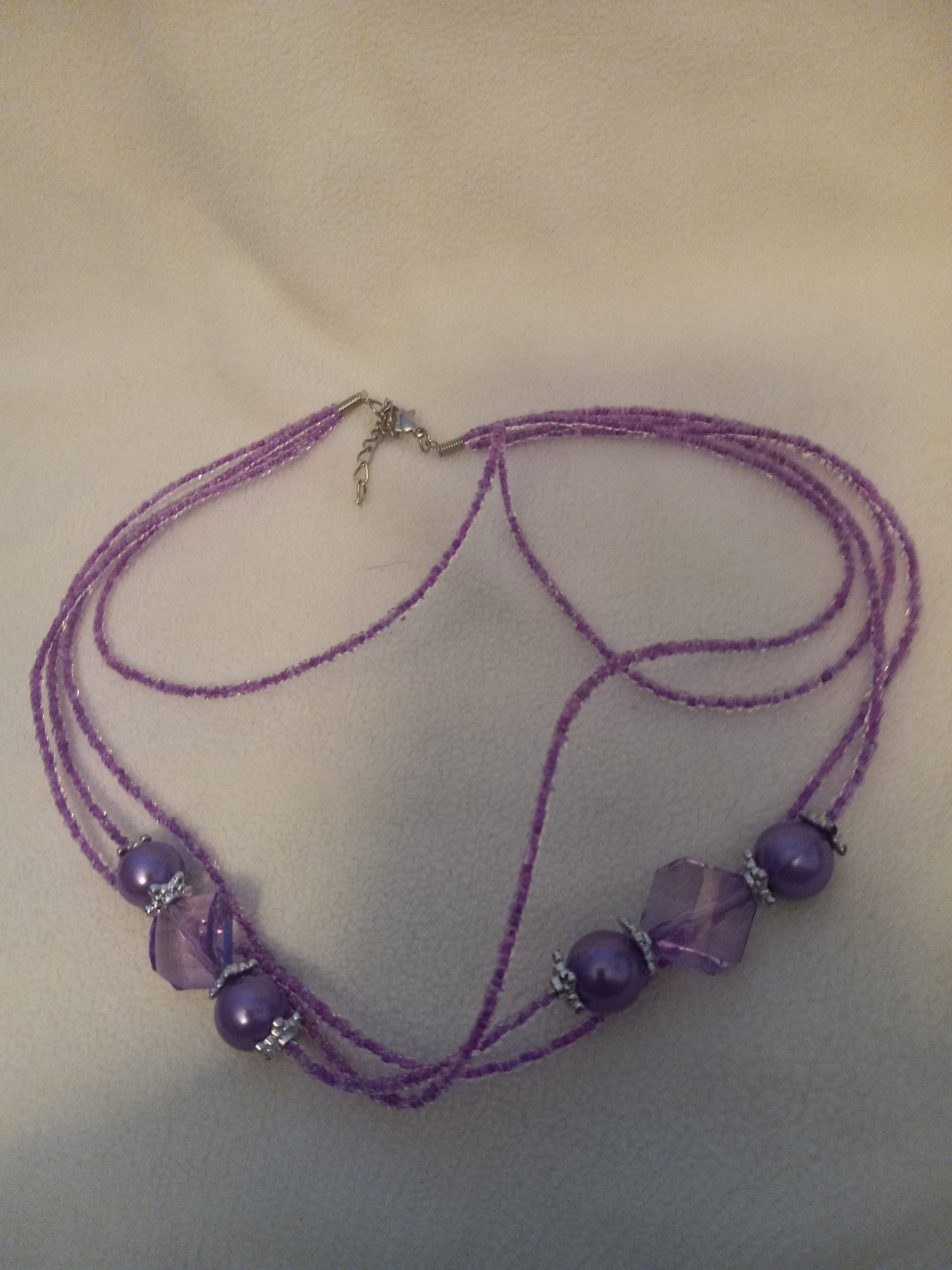 J 43  Handcrafted Purple Beaded Necklace