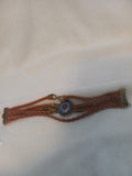 J 22 Brown Leather Bracelet with Sunburst and Butterflies