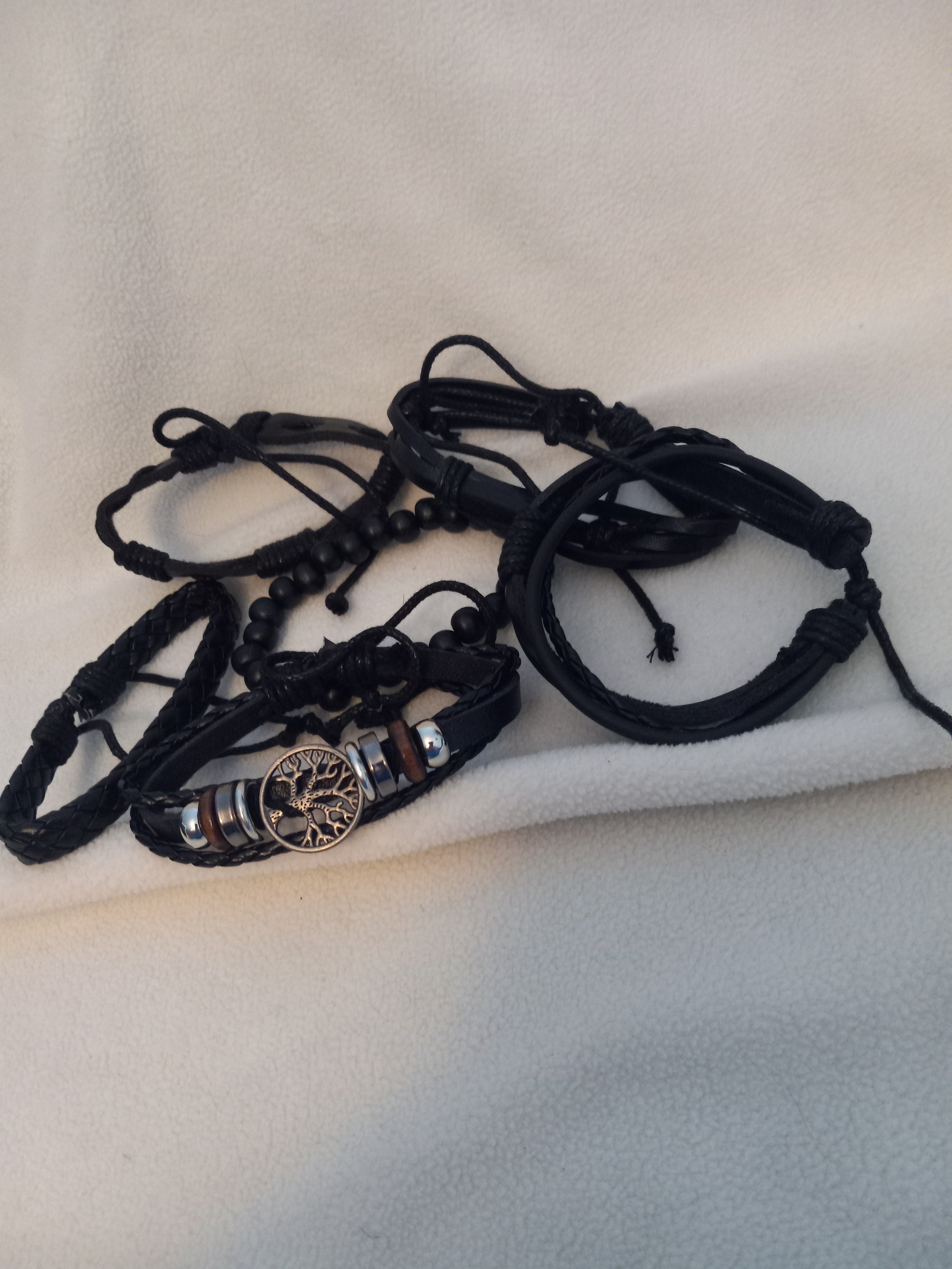 J 23  Set of 6 Black Leather Bracelets