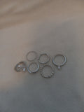 J 5  Set of 6 Silver Rings with Imitation Pearls