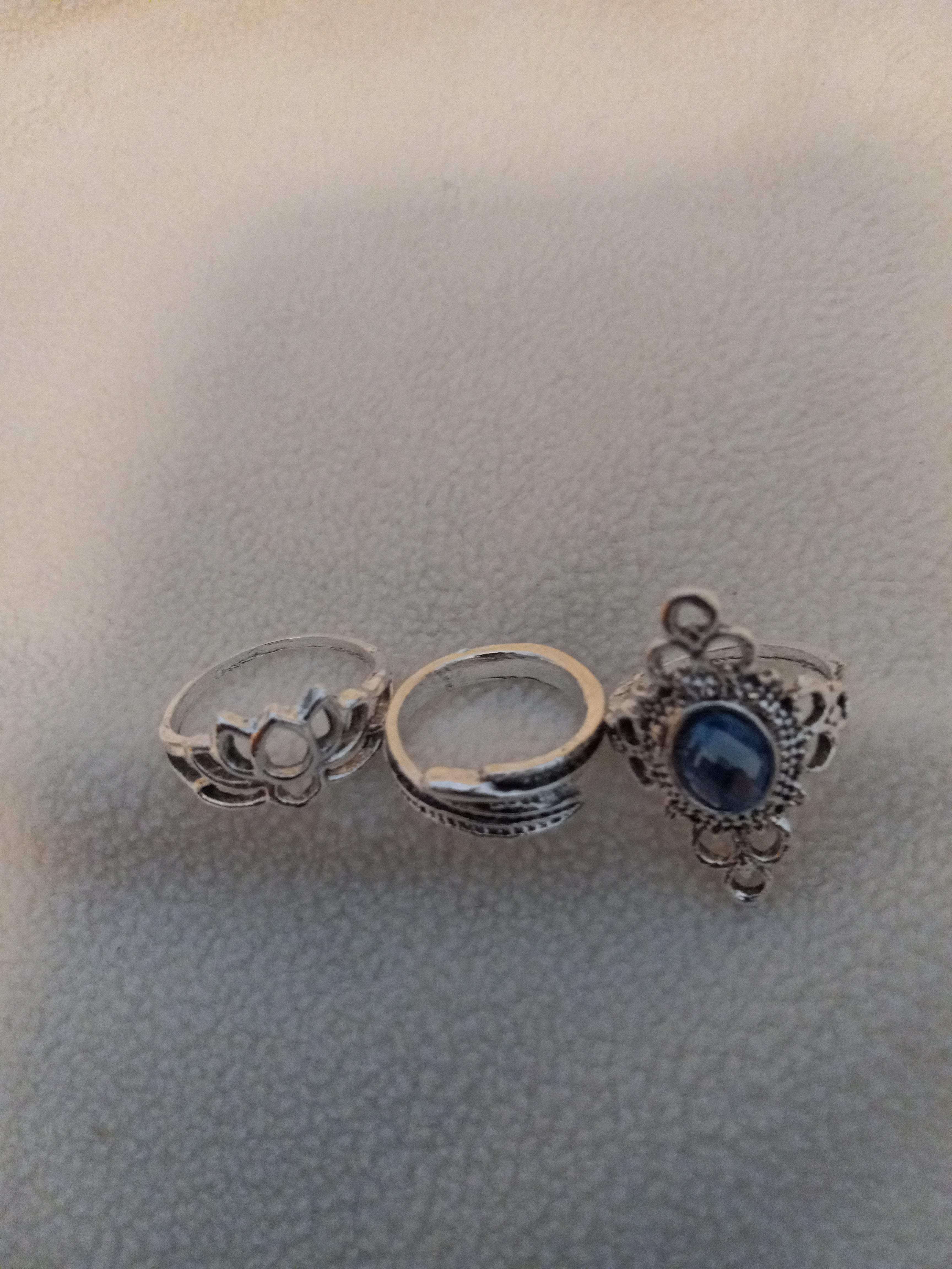 J 100  Set of 3 Silver Rings - Size 7