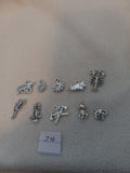 J 10  Lot of 10 Charms for Scrapbooking or Jewelry