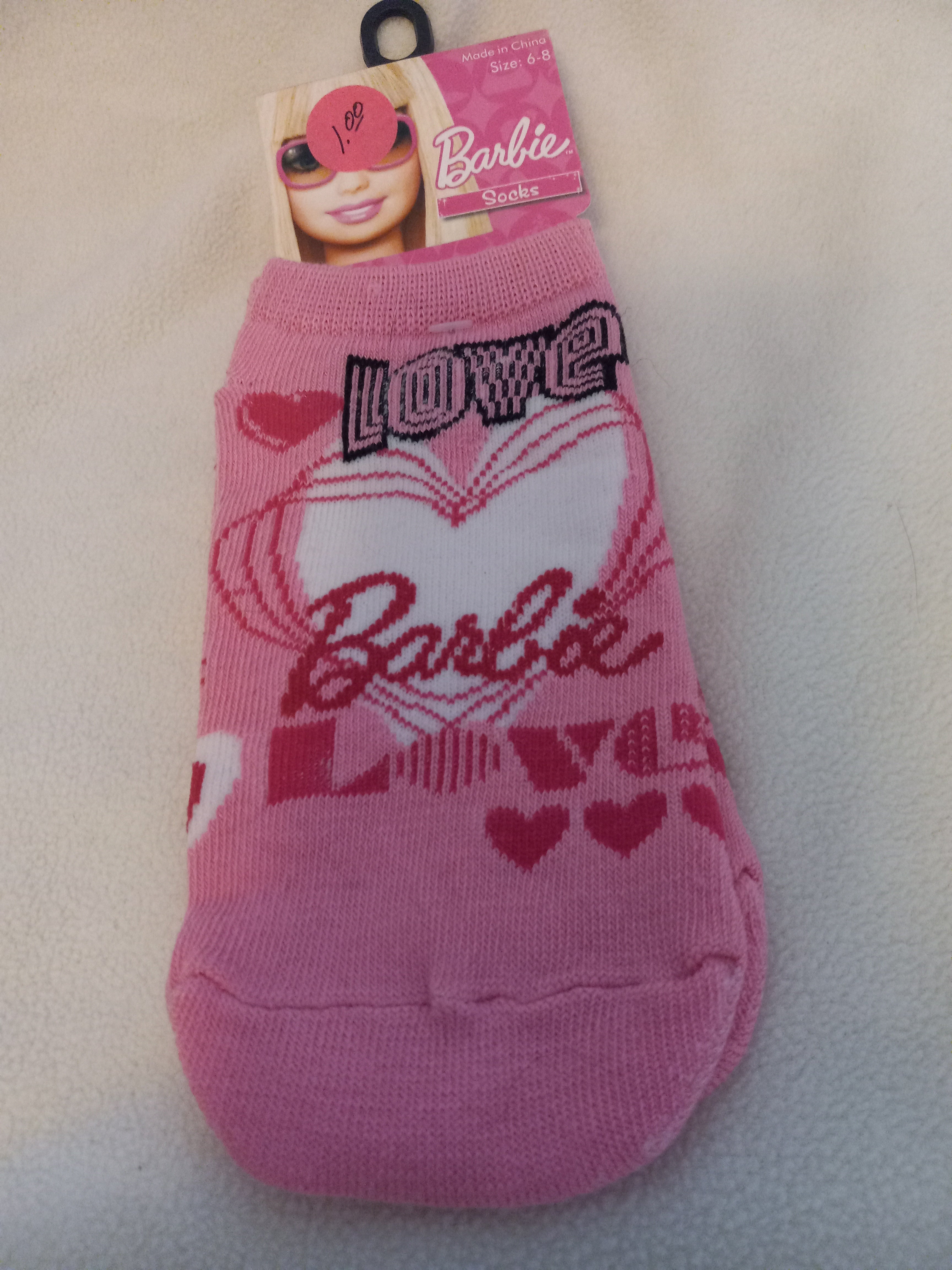 Girls Mattel Barbie Love Socks Size 6-8