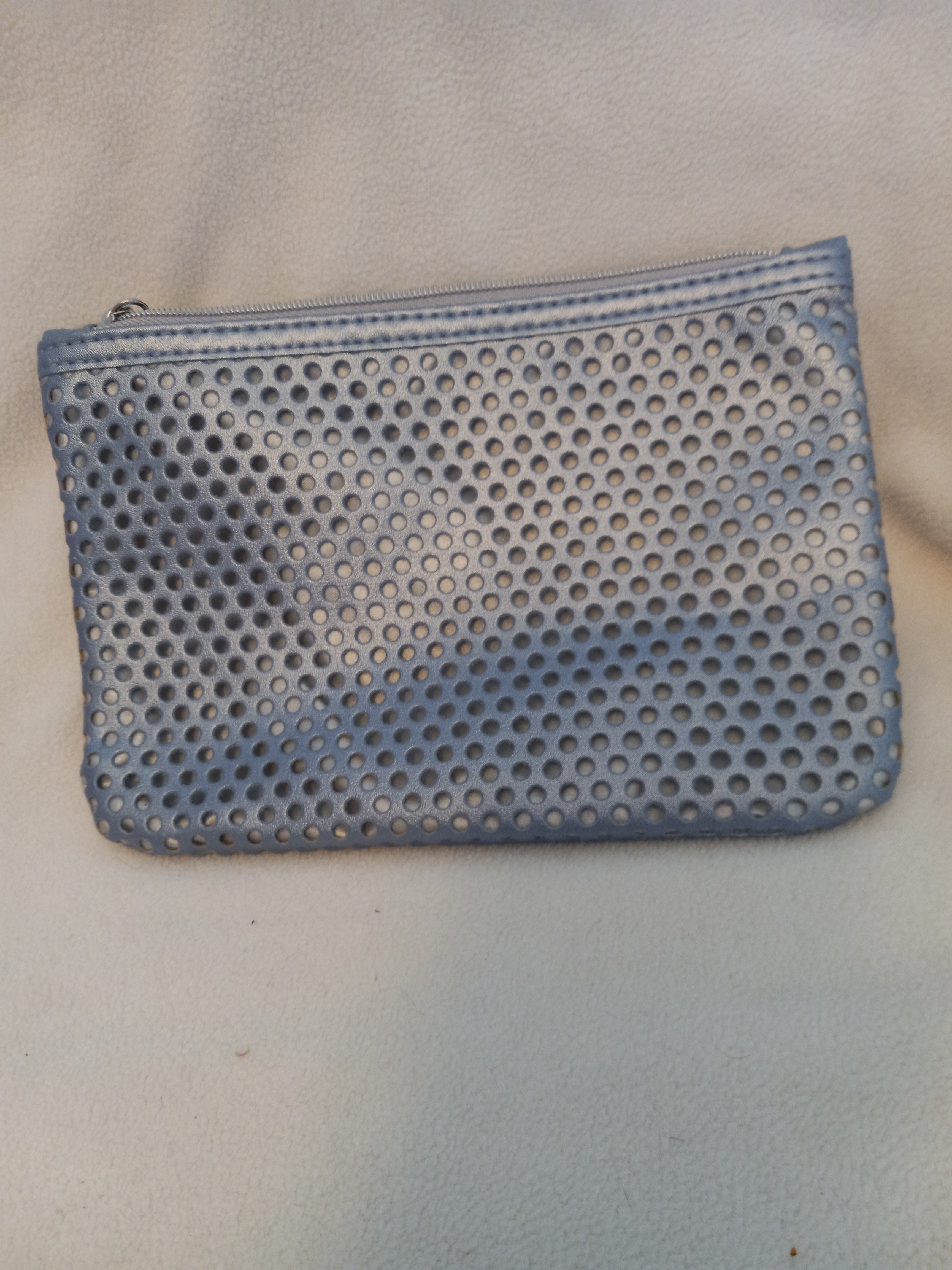 Blue Zippered Makeup Bag