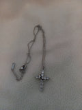 J 144  Silver Cross and Crown Necklace