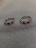 J 155  Silver Crystal and Garnet Earrings