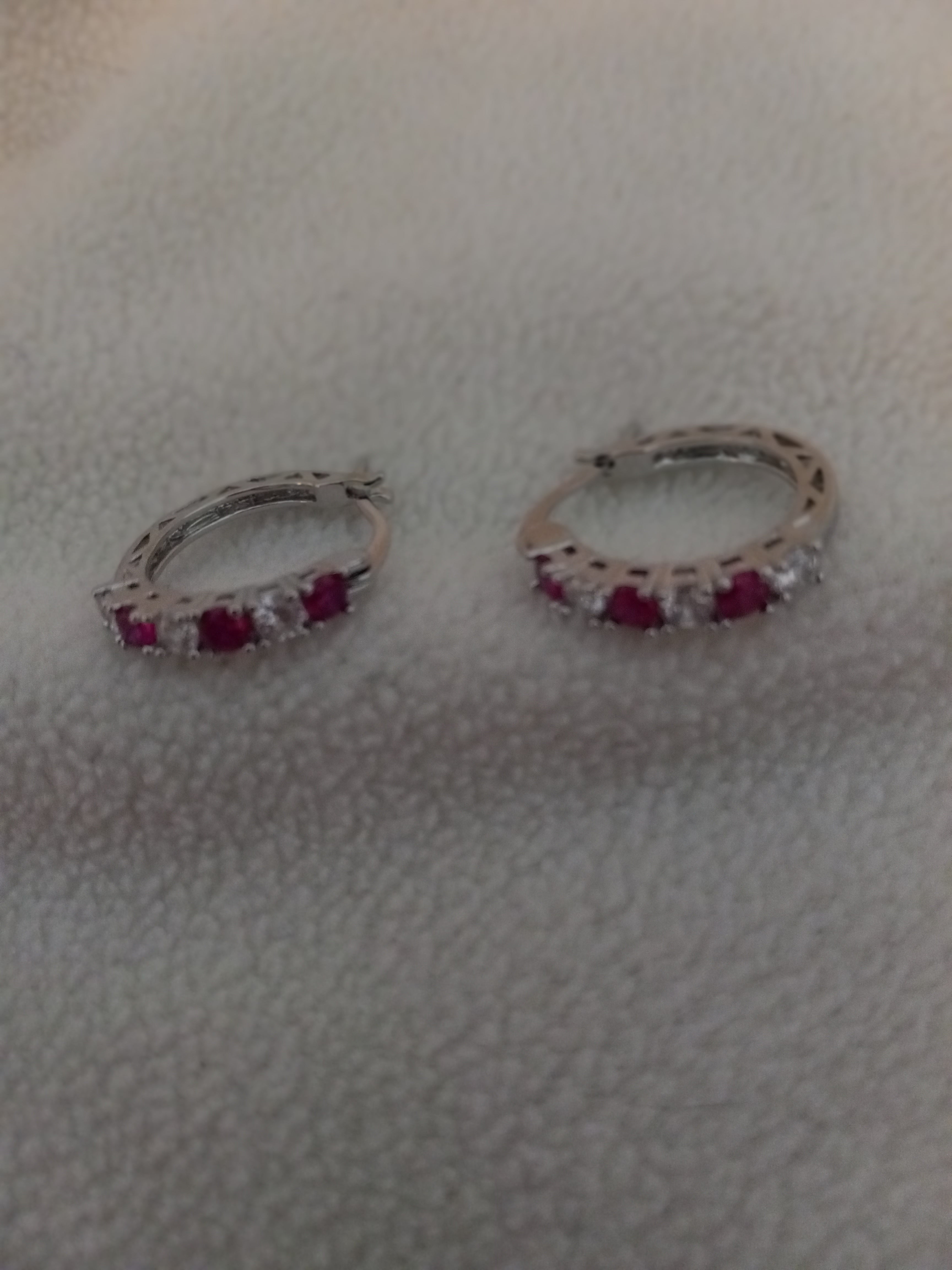 J 155  Silver Crystal and Garnet Earrings