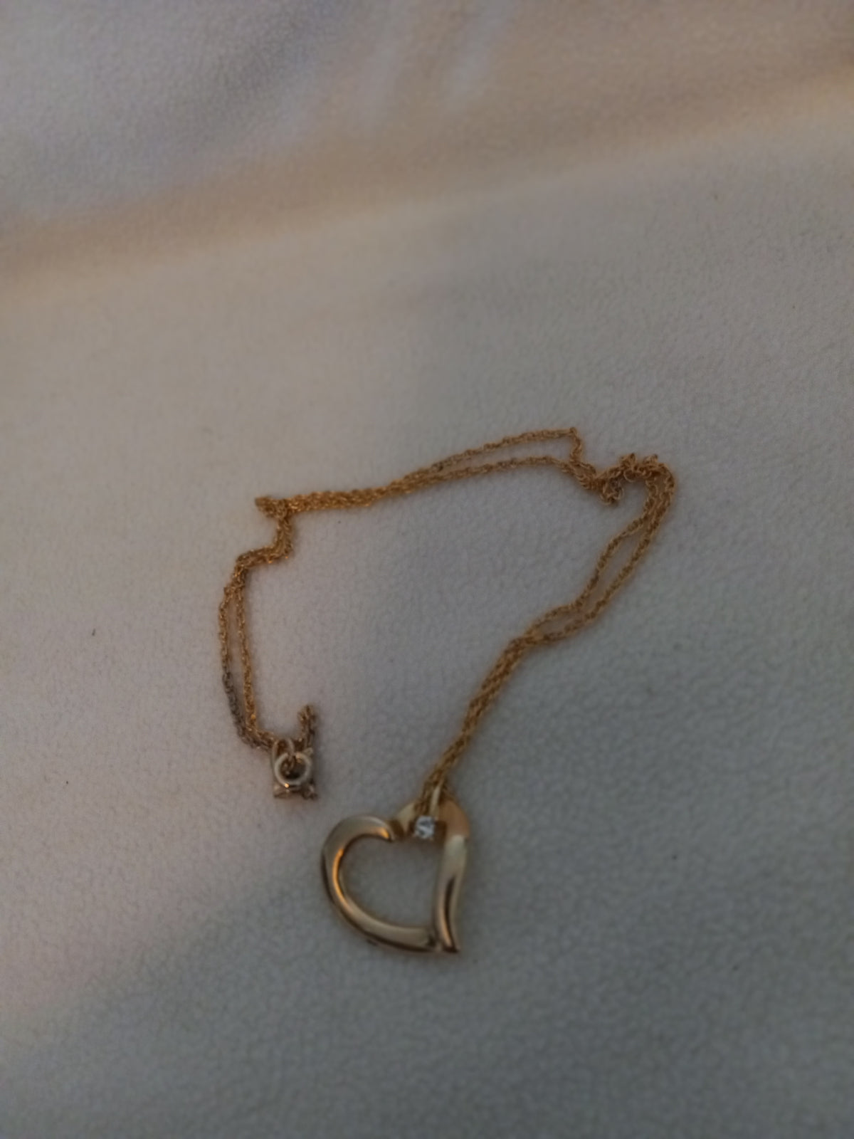 Gold Heart with Cubic Zirconia Necklace