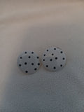 J 191  White Polka Dot Stud Earrings