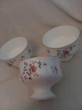Set of 3 Royal Victoria Bone China Footed Dessert Cups - Pink Roses