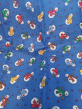 F 193  Snowmen on Blue Fabric