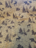 F 198  Deer, Bear, Trees Woodland Fabric