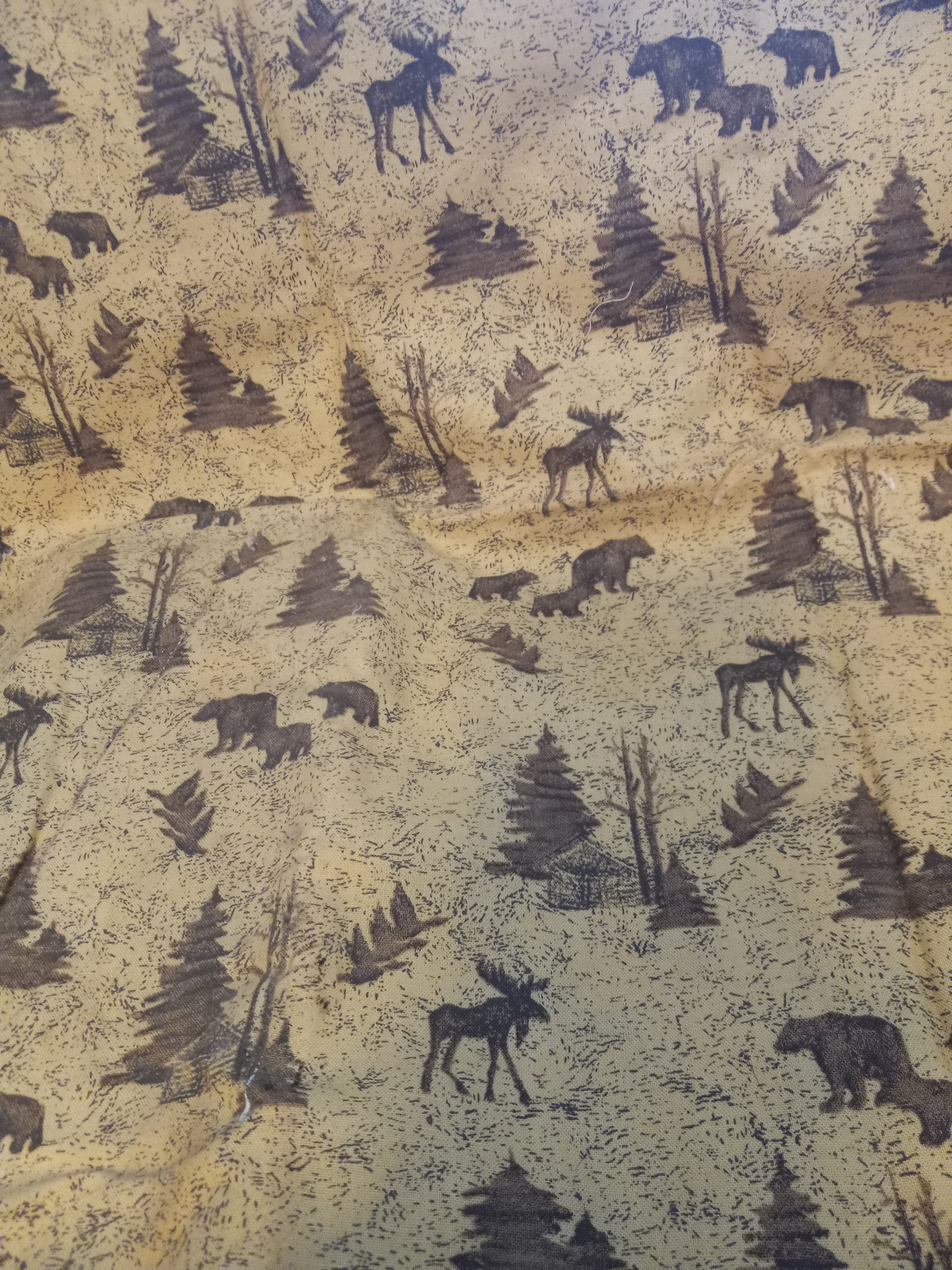 F 198  Deer, Bear, Trees Woodland Fabric