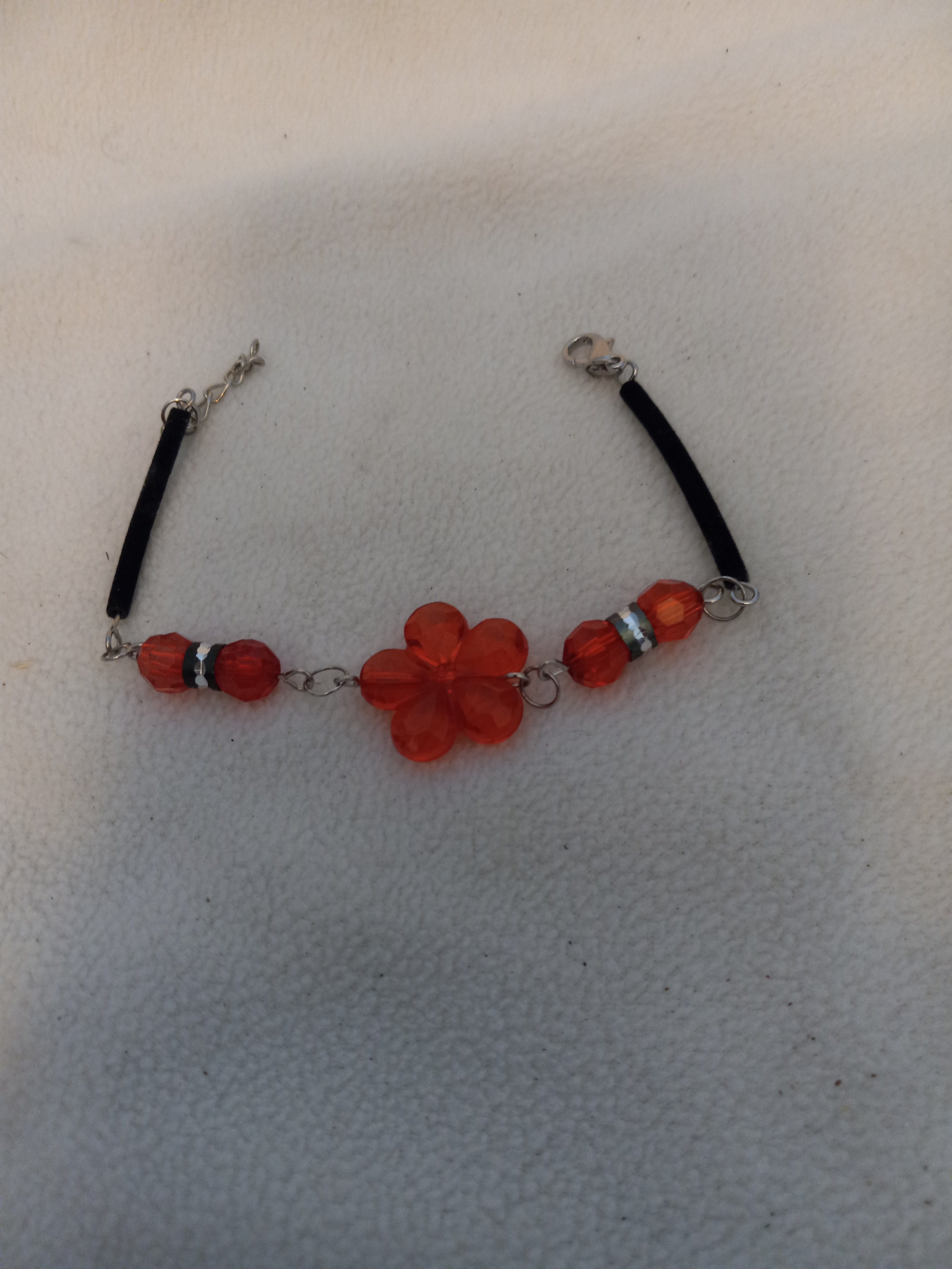 J 192  Pink Rose Beaded Bracelet