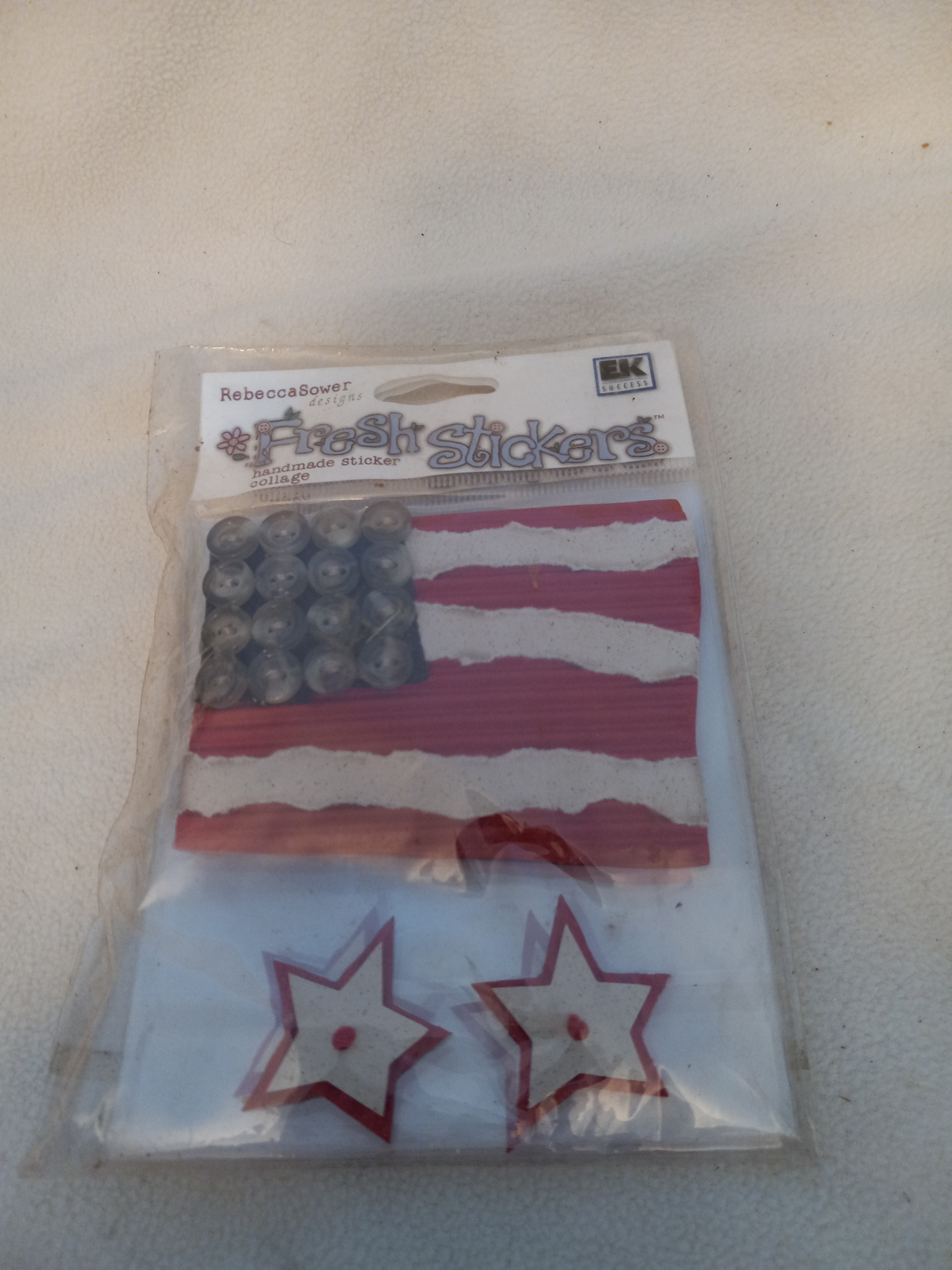 Fresh Stickers Handmade Sticker Collage - Primitive Flag and Stars