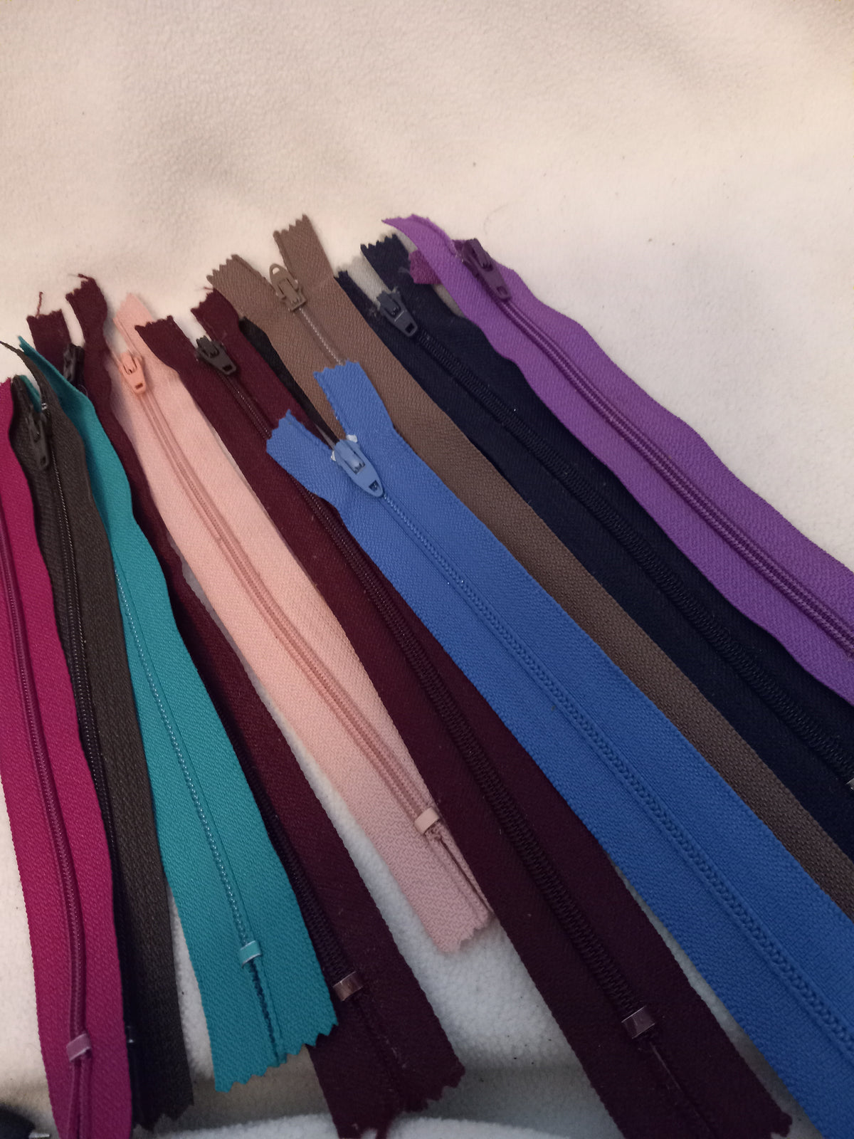 12 New Assorted Zippers