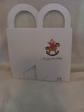 3 inch x 3 inch Treat Box - Baby girl on a Brown Rocking Horse