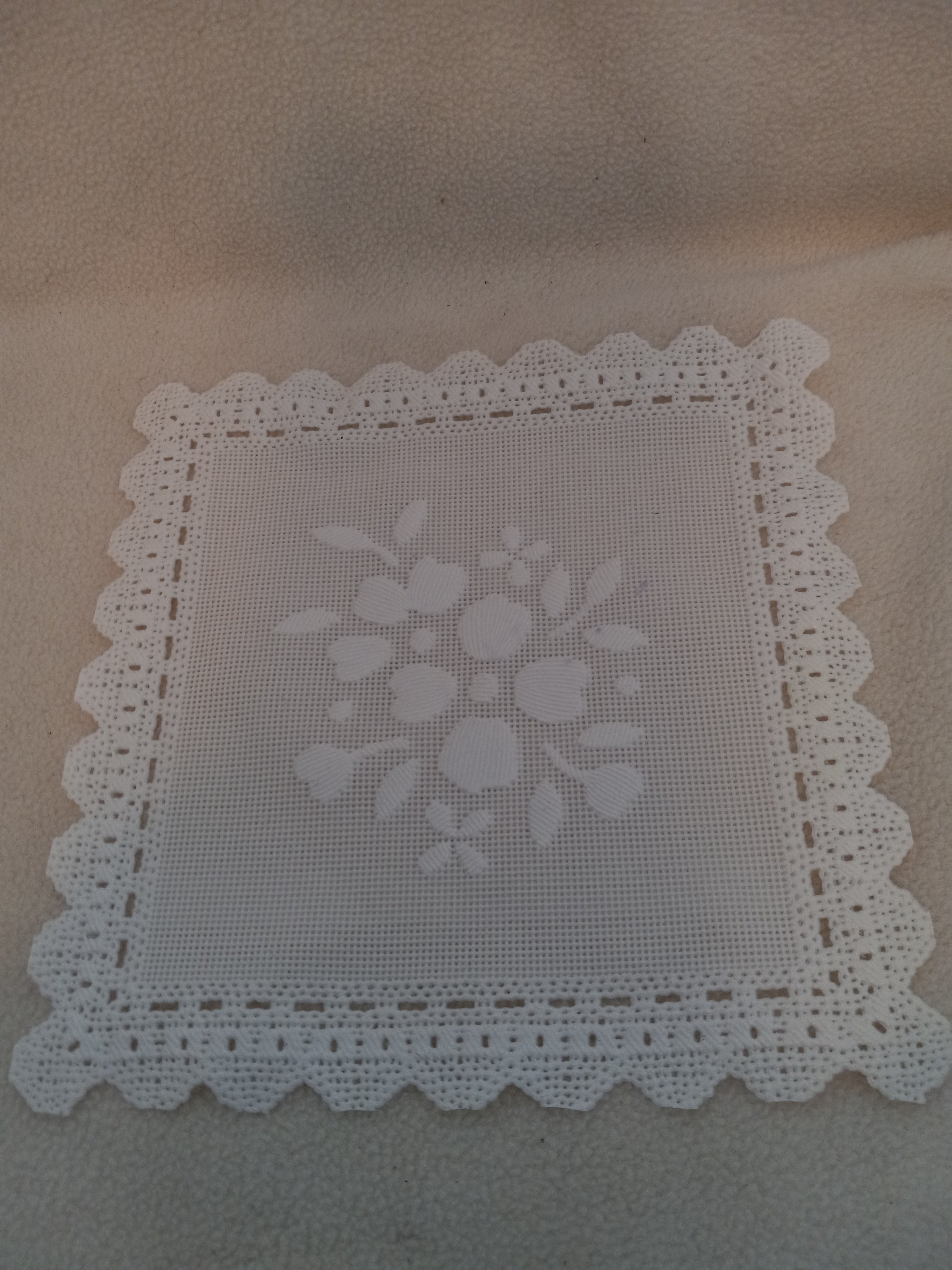 L 9  White 5 1/2 inch Hand Cut Plastic Doilies