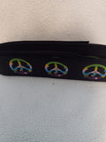 2 yards Black Peace Symbol 1 inch Ribbon