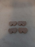 W 11  Lot of 4 Unfinished Wooden 1 1/8 inch x 5/8 inch Double Hearts