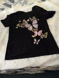 Ladies Black Butterfly Tee Shirt - Size Medium