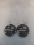 J 197  Leather Camouflage Dangle Earrings