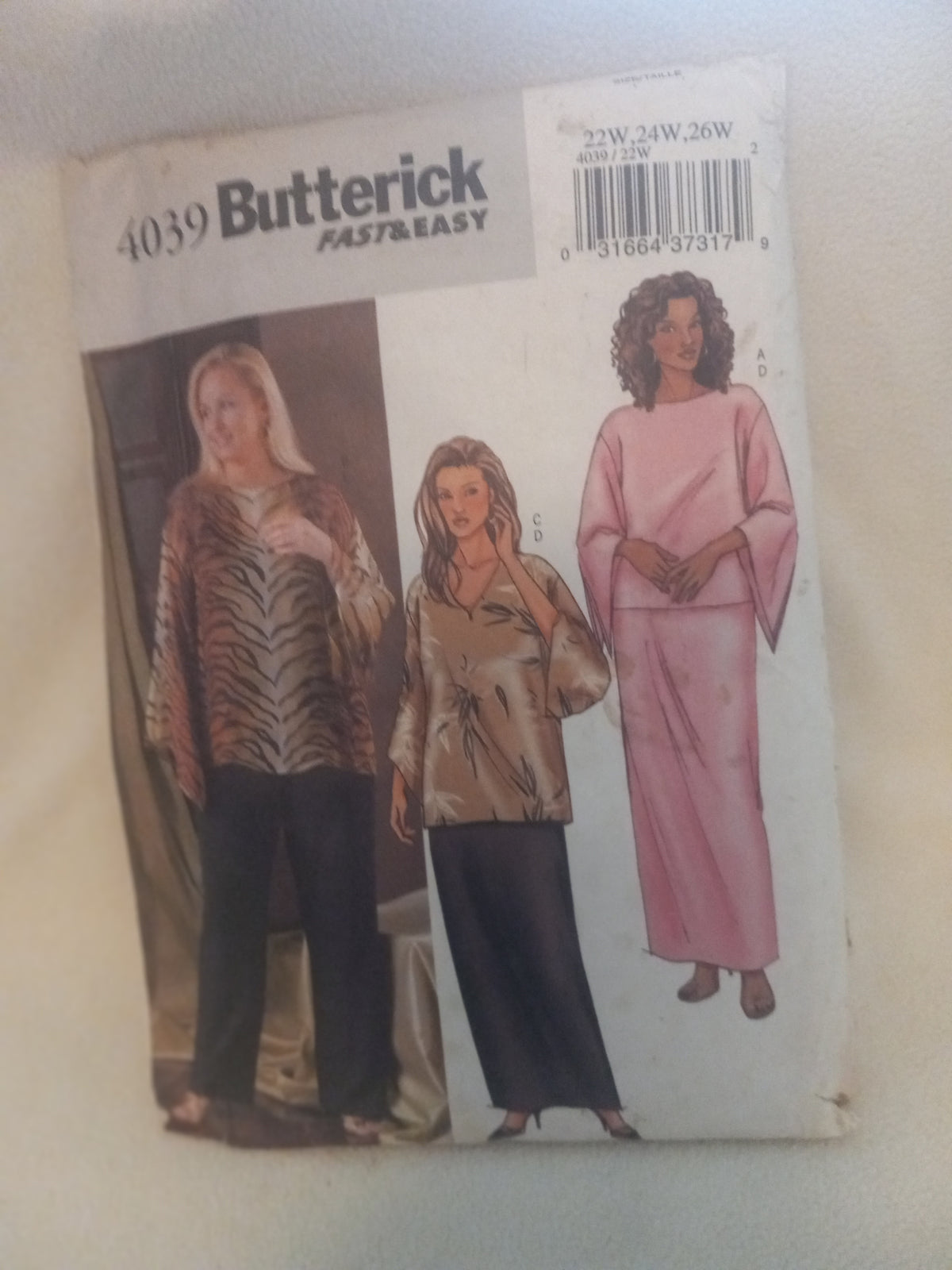 Butterick 4039 Ladies Top, Pants,Skirt - Sizes 22W,24W,26W