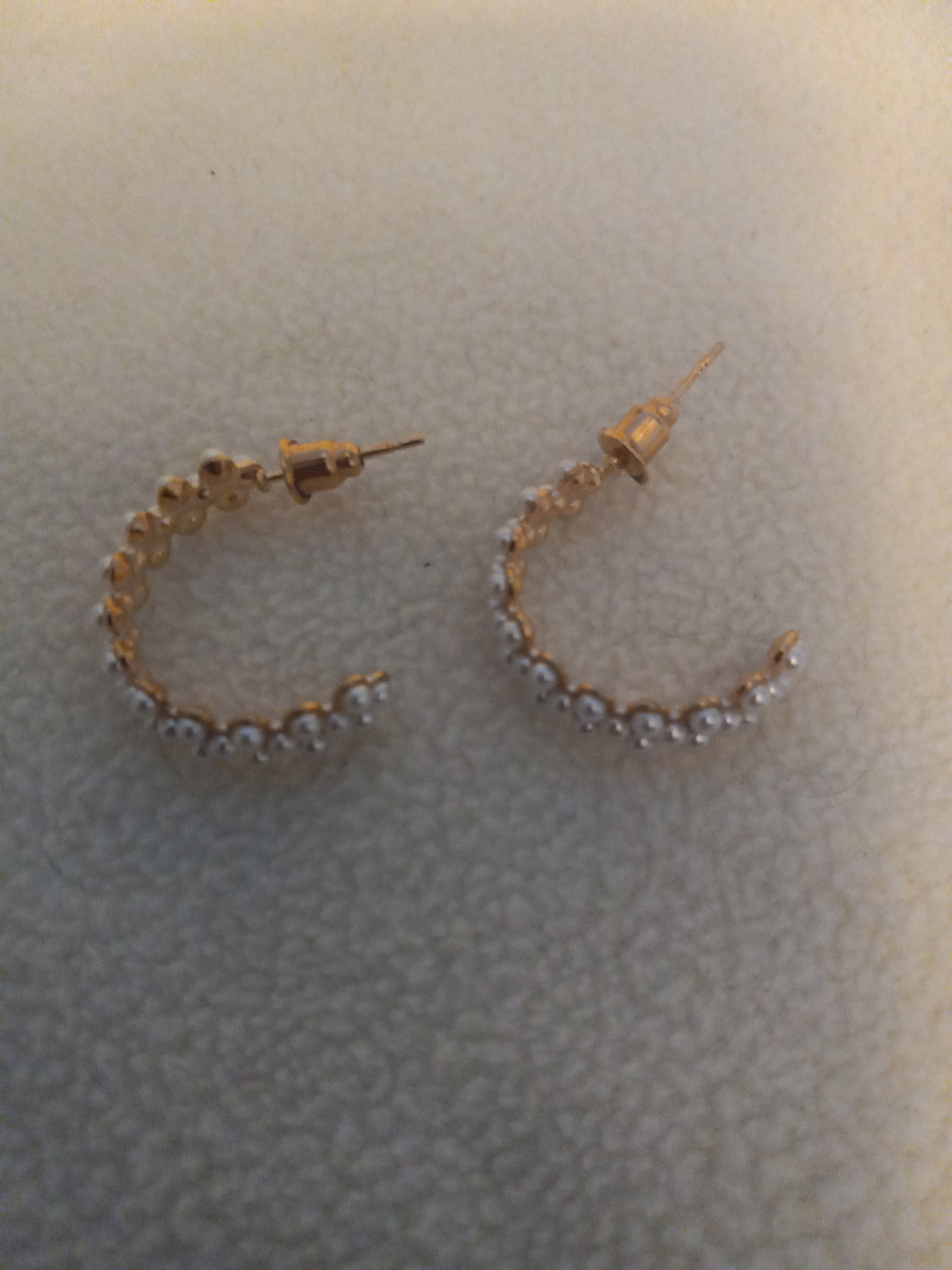 J 212  Gold 1 inch Hoop Earrings with 3 Rows of Imitation Pearls