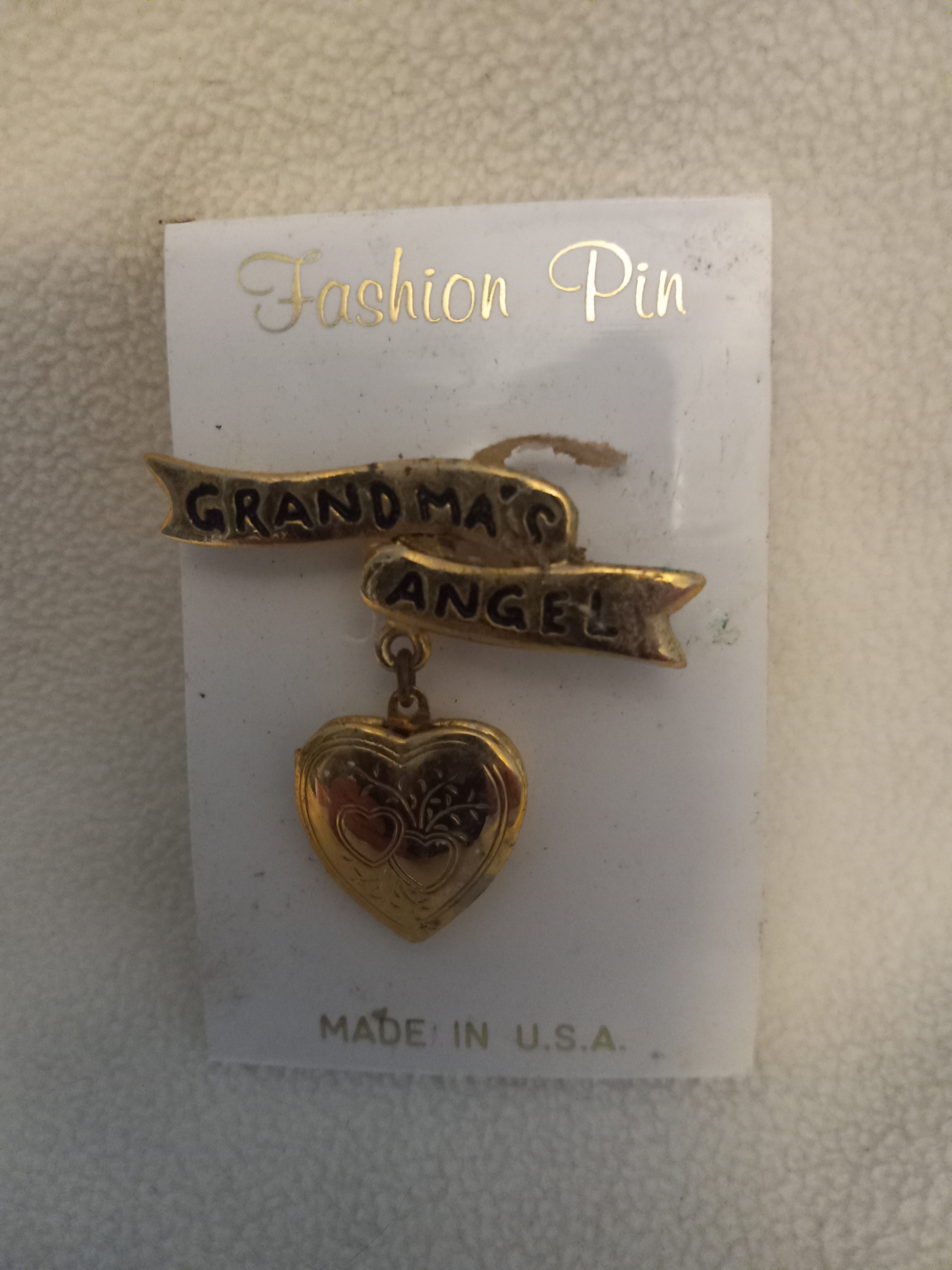 Grandma's Angel Gold Locket Pin