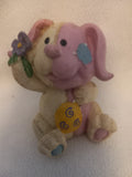 Gently Used 3 1/2 inch  Pink and White "Patched" Dog