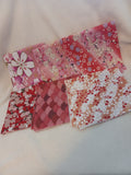 F 216  Quilting Fabric 6 Pieces Pinks 9 1/2 inches 9 1/2 inches