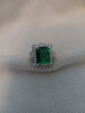 J 240  Beautiful Cocktail Ring with a Large Emerald Green Stone - Size 10