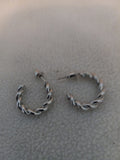 J 229  Silver and Imitation Pearl Hoop Earrings