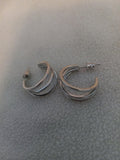 J 217  Three Layer Silver Hoop Earrings