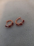 J 243  Gold With Imitation Ruby Stones Earrings and Cubic Zirconia
